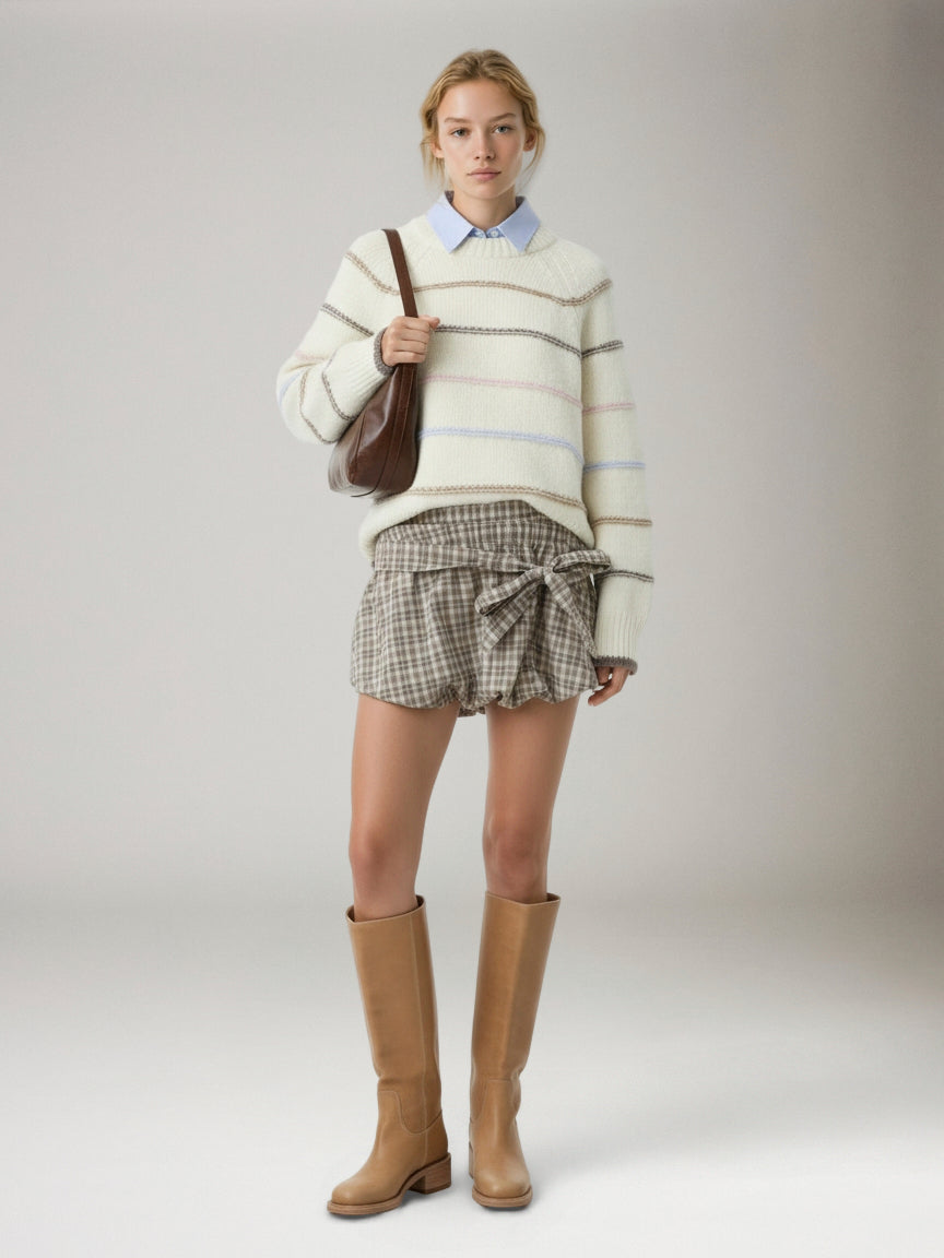 PIECES - Nelia Stripe Crewneck Sweater - 