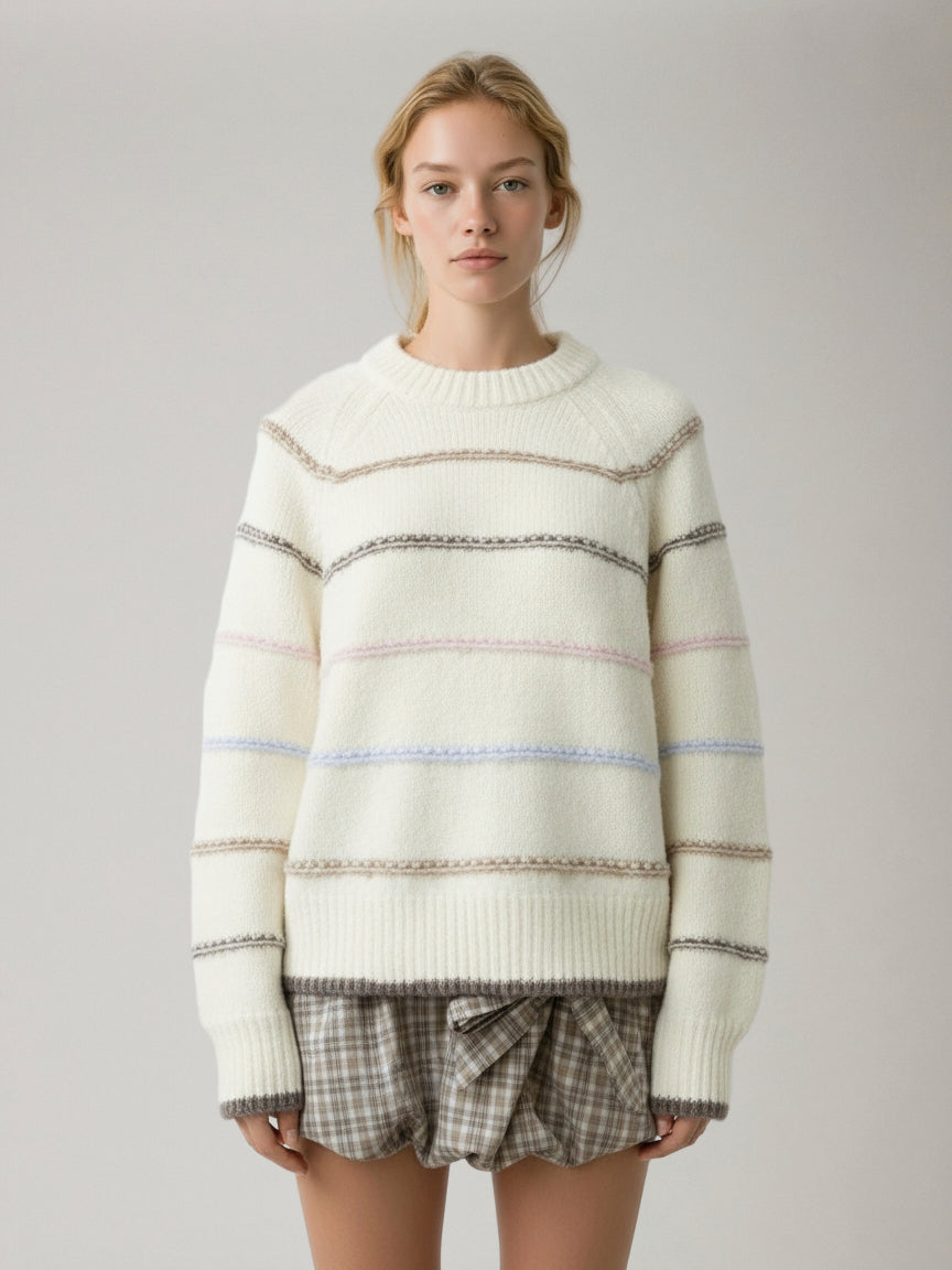 PIECES - Nelia Stripe Crewneck Sweater - 