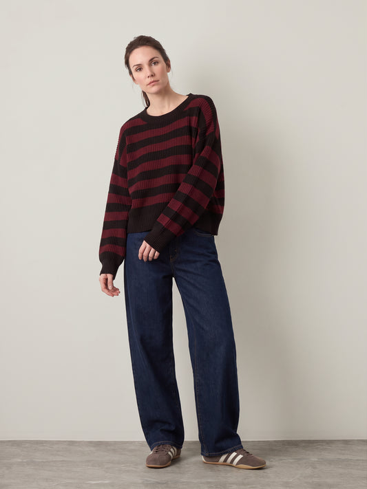 LYLA + LUXE - Bobby Stripe Crewneck Pullover Sweater - 