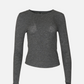 MONK & LOU - Bryony Wide Rib Long Sleeve Top - Heather Coal
