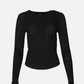 MONK & LOU - Bryony Wide Rib Long Sleeve Top - Black