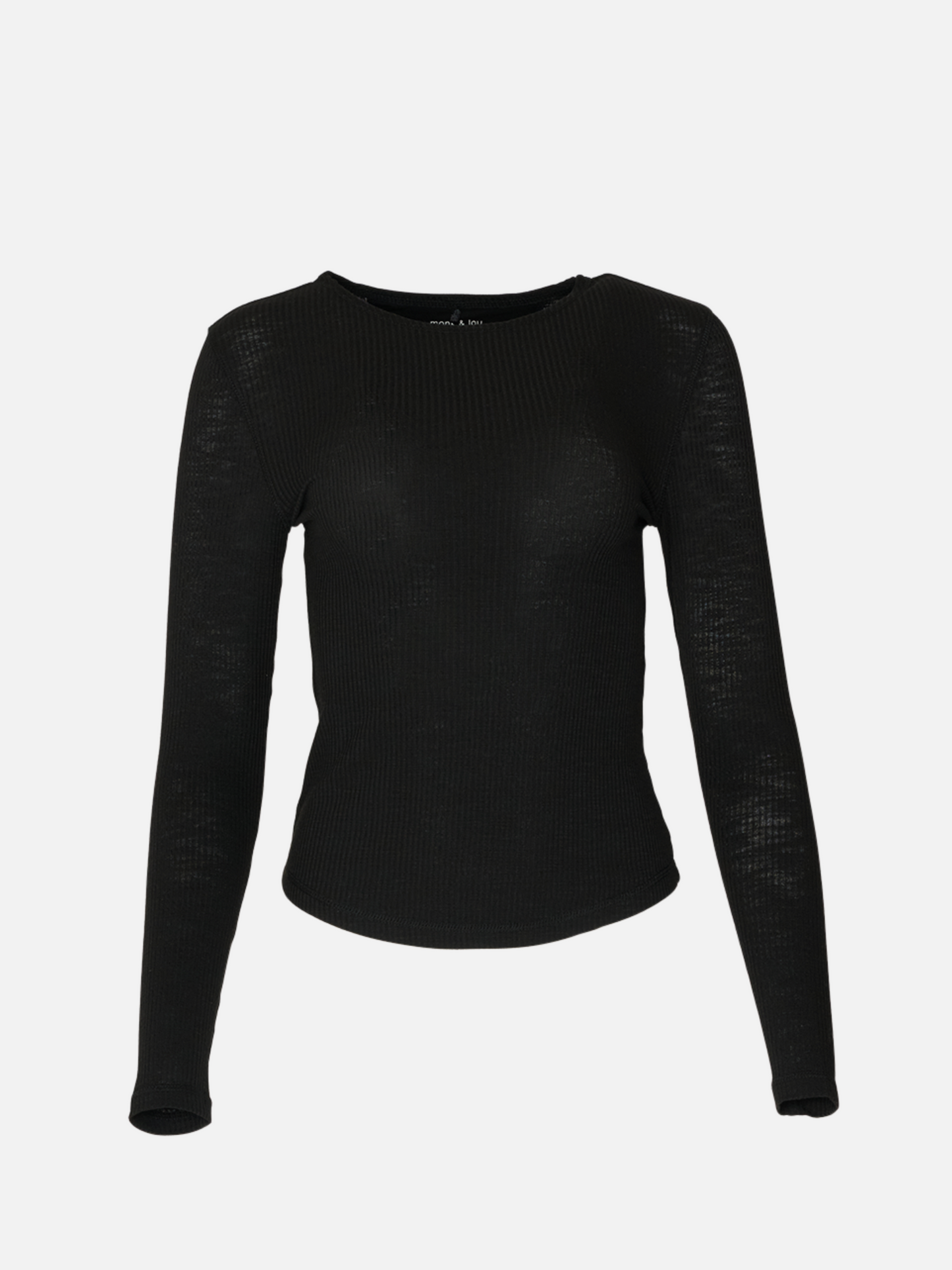 MONK & LOU - Bryony Wide Rib Long Sleeve Top - Black