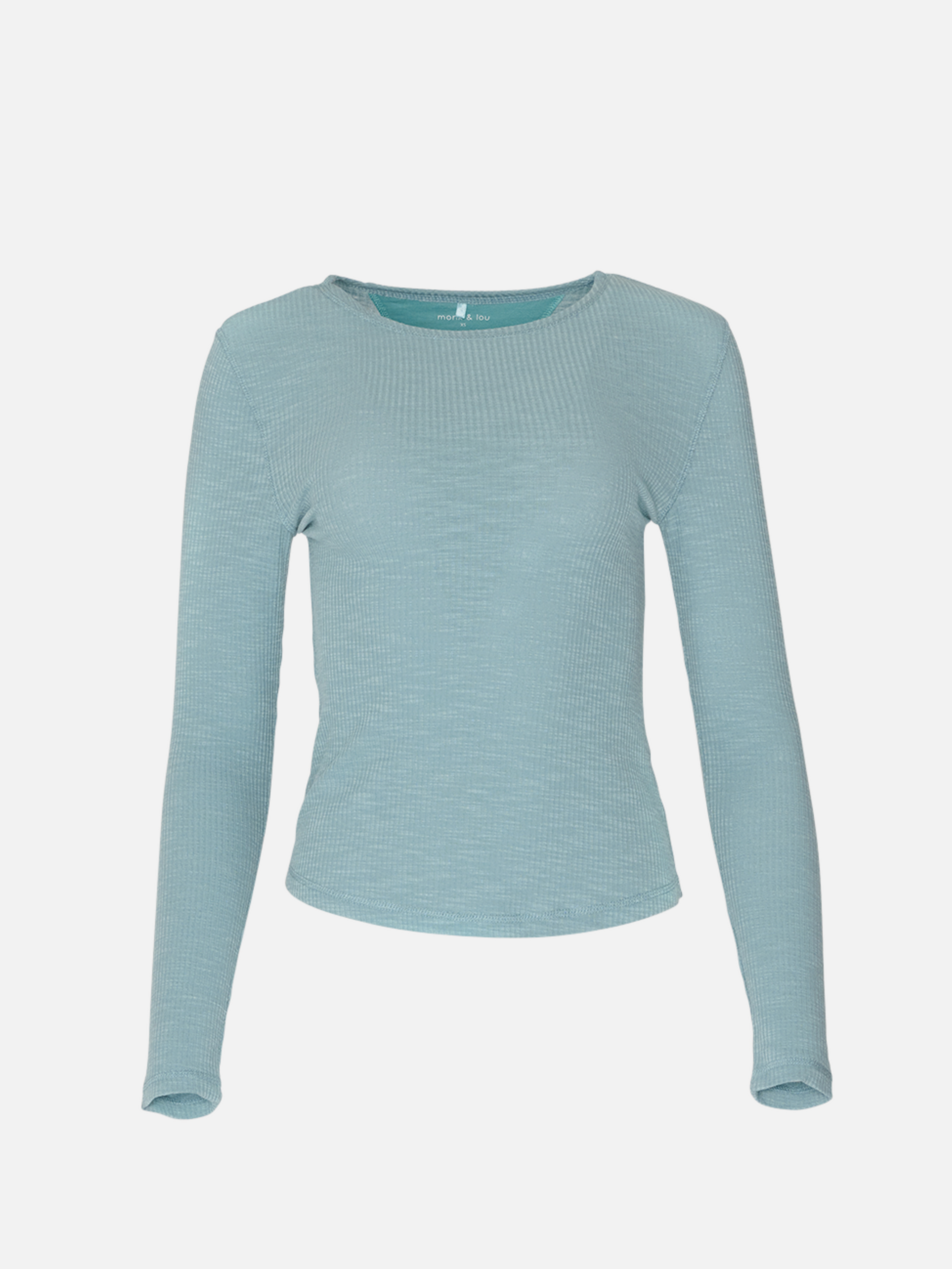 MONK & LOU - Bryony Wide Rib Long Sleeve Top - Vintage Blue