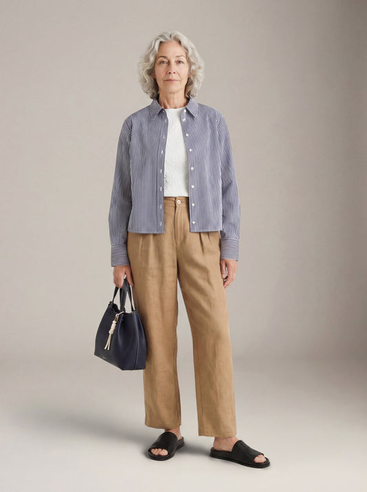 MONK & LOU - Minji Stripe Button Up Shirt - 