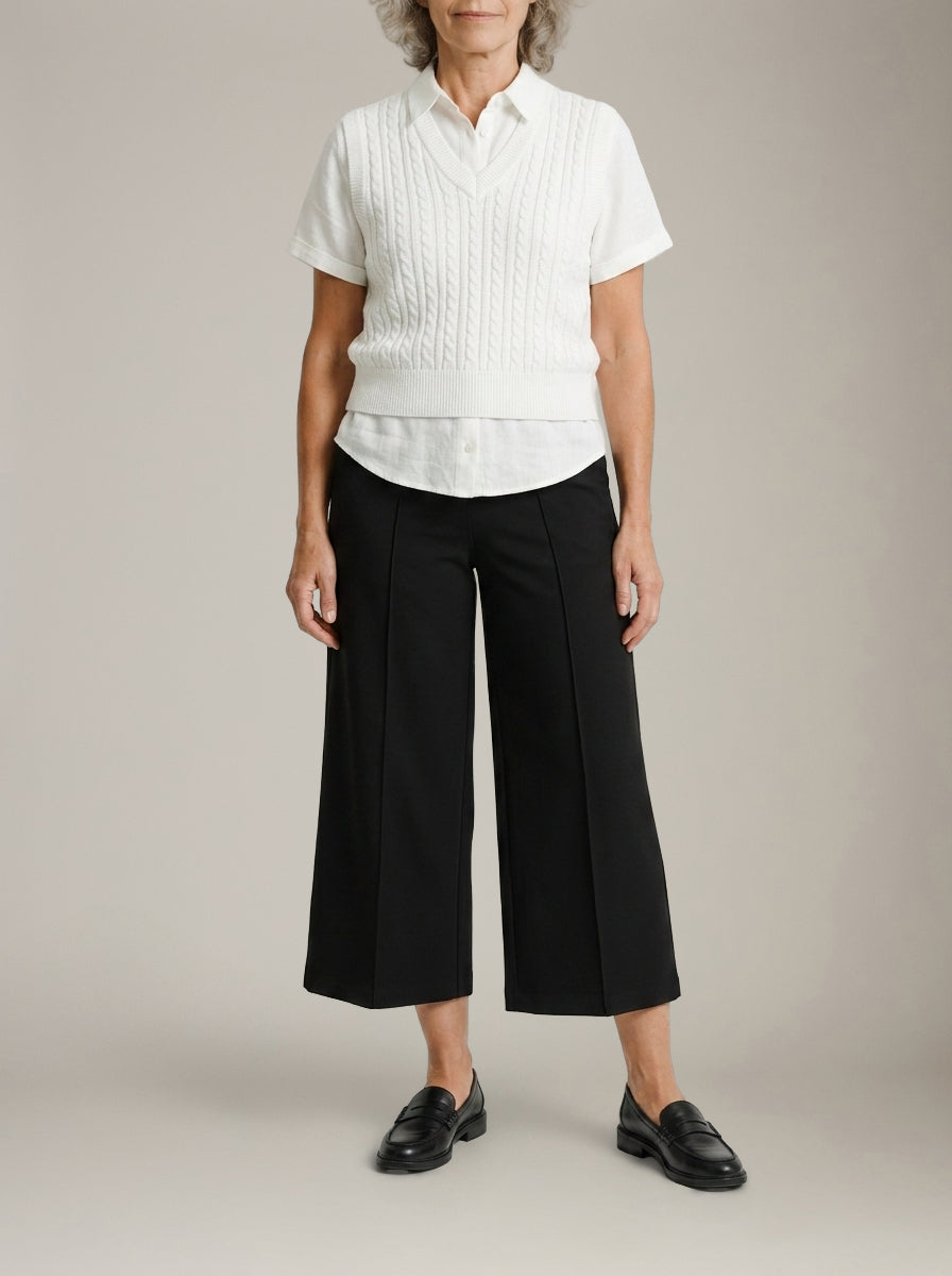 MONK & LOU - Amy Pintuck Cropped Wide Leg Pants - 