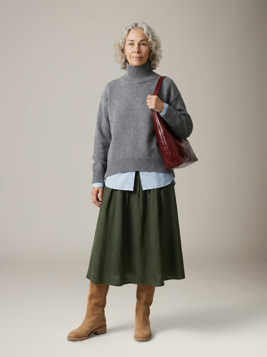MONK & LOU - Malika Pleated Skirt - Forest Green
