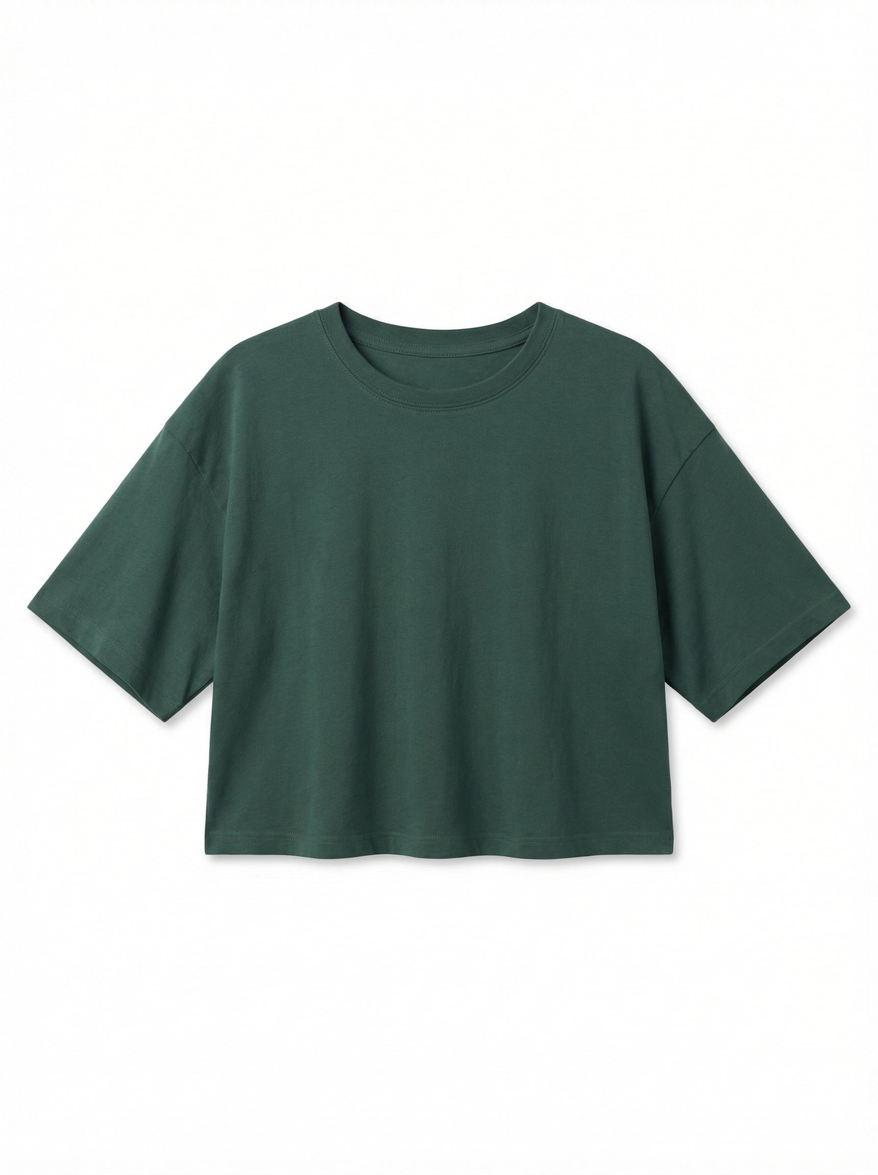 LOVEFINN - Cropped Dropped Shoulder T-Shirt - Hunter Green