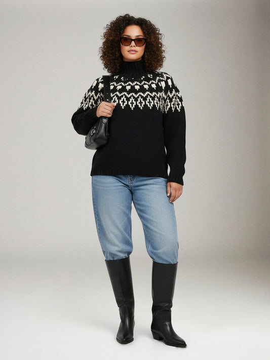 LYLA + LUXE - Aggie Fair Isle Mockneck Sweater - 