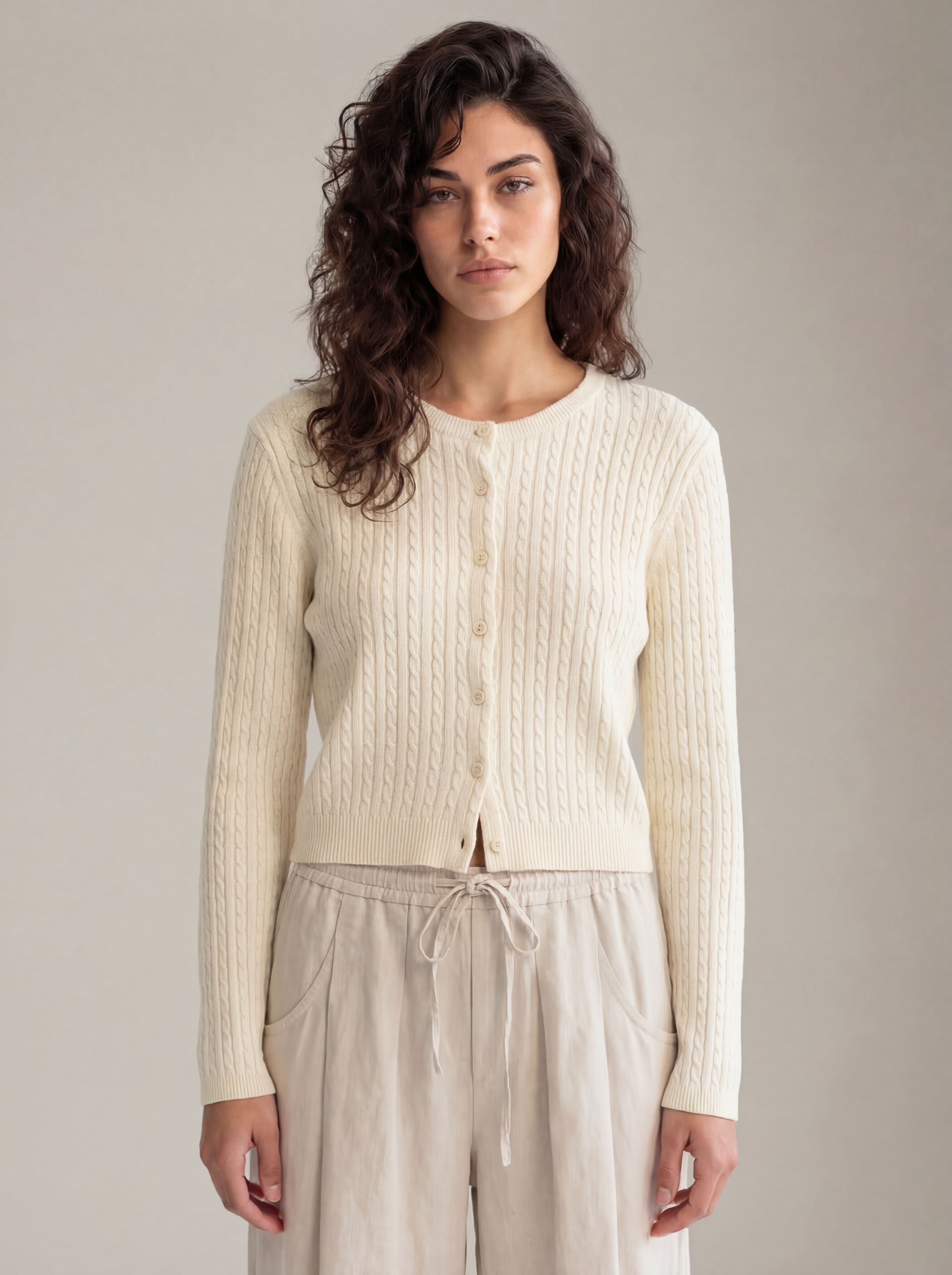 Cable Crewneck Cardigan – PLENTY