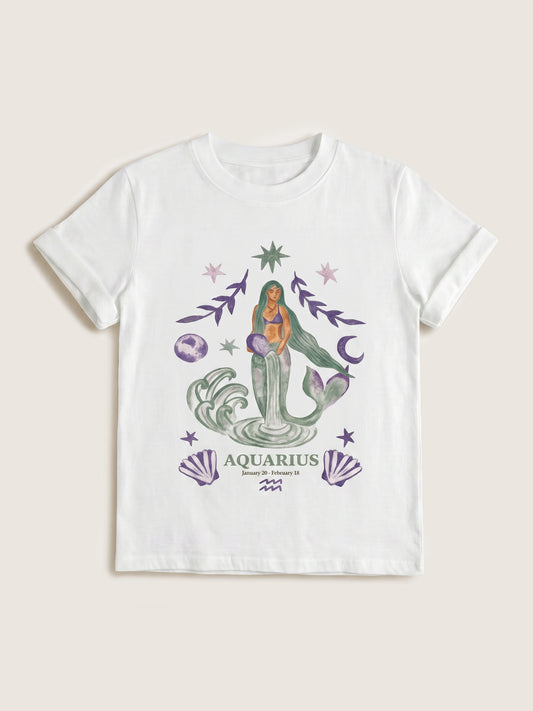 GIRL DANGEROUS - Aquarius Zodiac Boyfriend T-Shirt - 