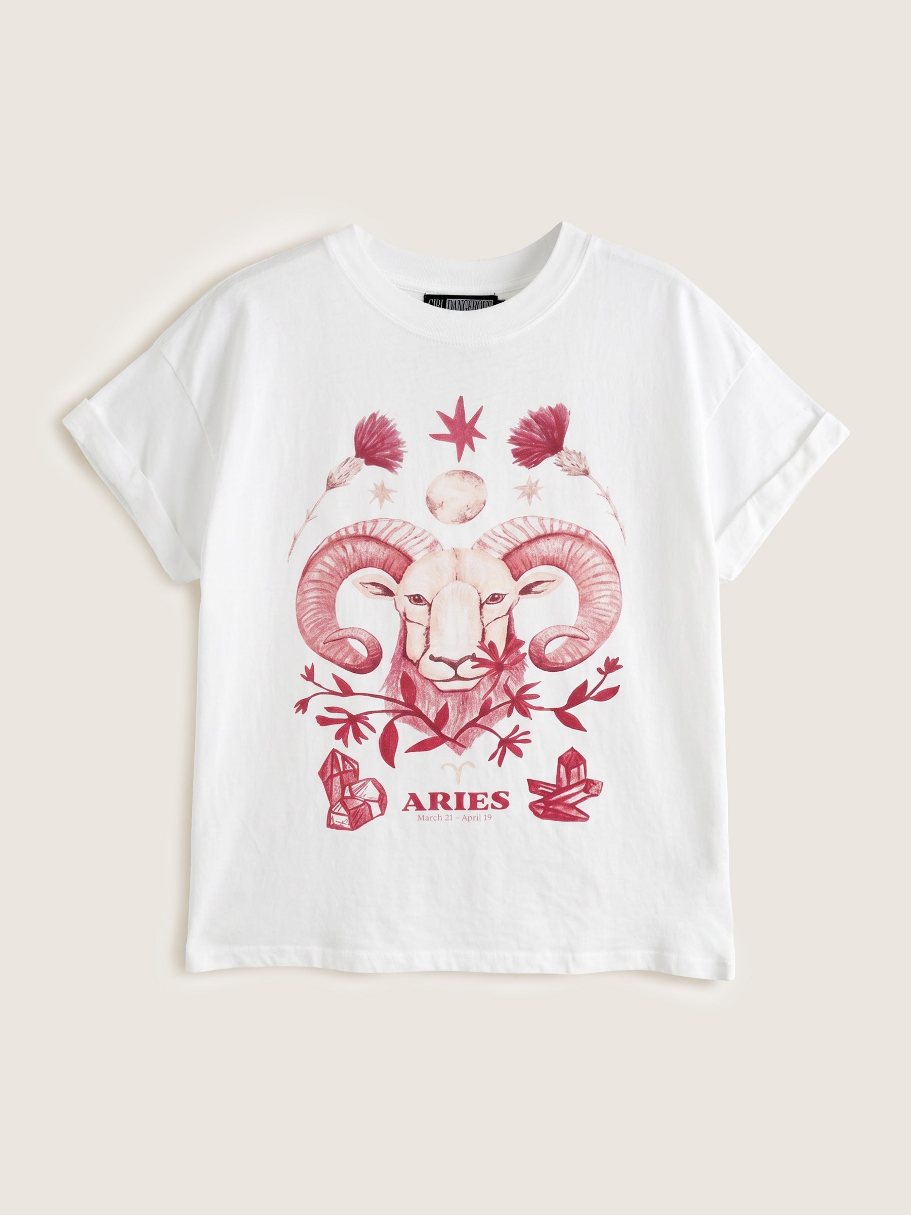 GIRL DANGEROUS - Aries Zodiac Boyfriend T-Shirt - 