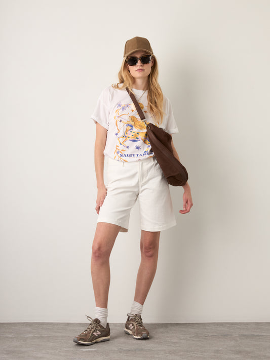 GIRL DANGEROUS - Sagittarius Zodiac Boyfriend T-Shirt - Vintage White