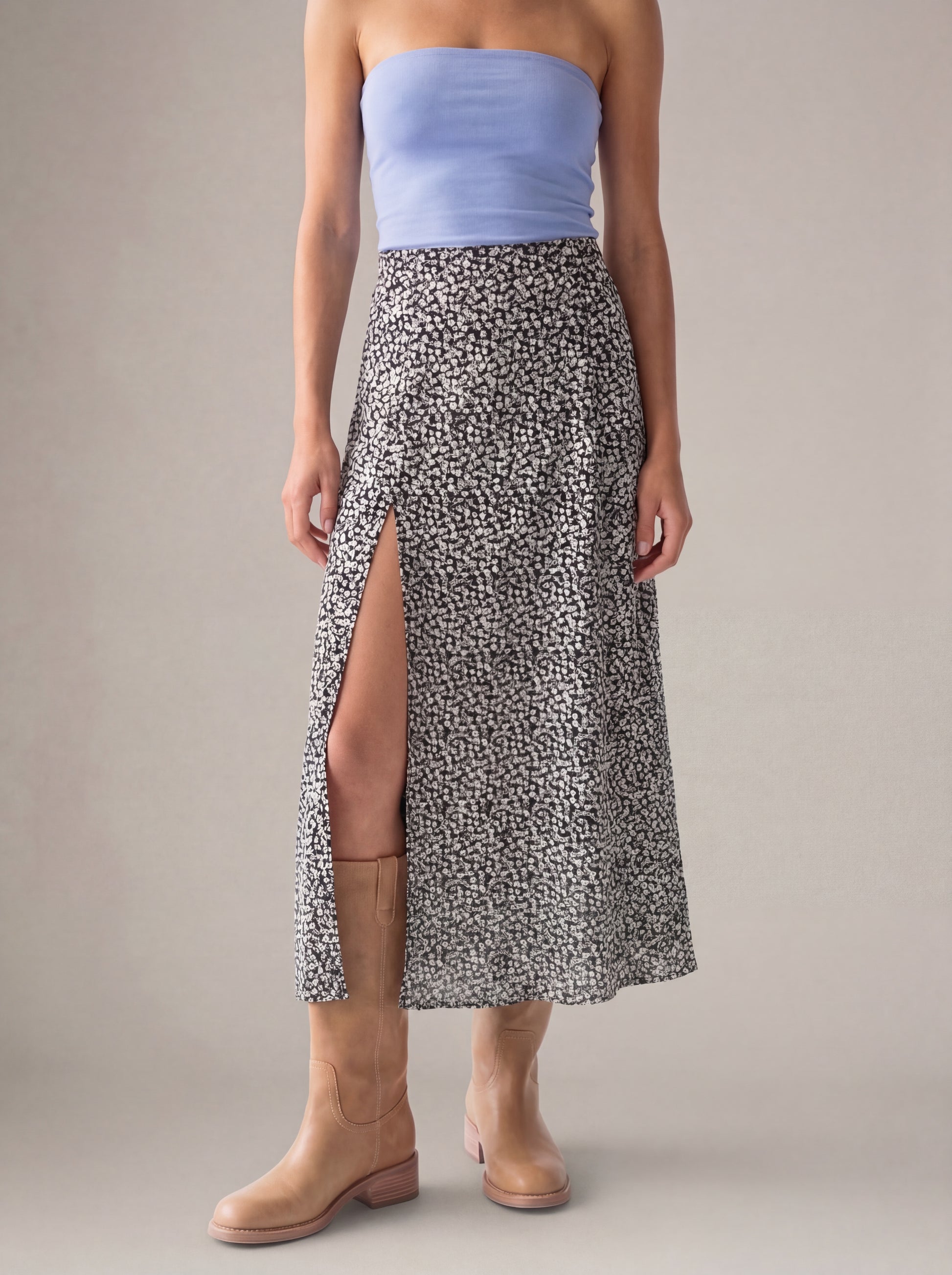 PROPAGANDA - Korane Printed High Slit Skirt - 