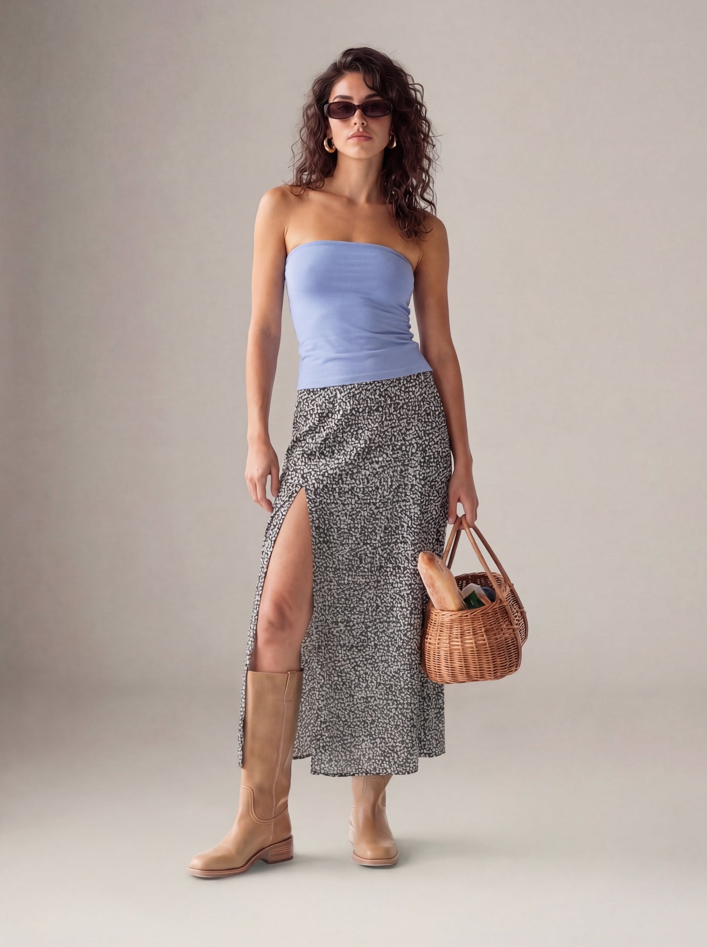 PROPAGANDA - Korane Printed High Slit Skirt - 