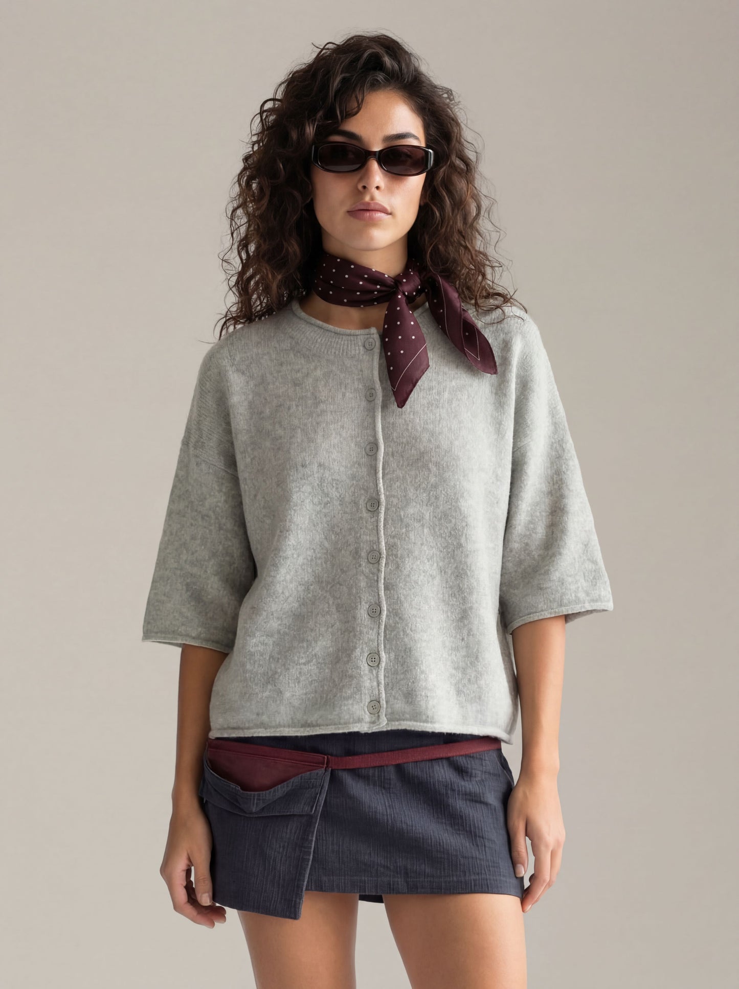 LOVEFINN - Three-Quarter Sleeve Cardigan - 