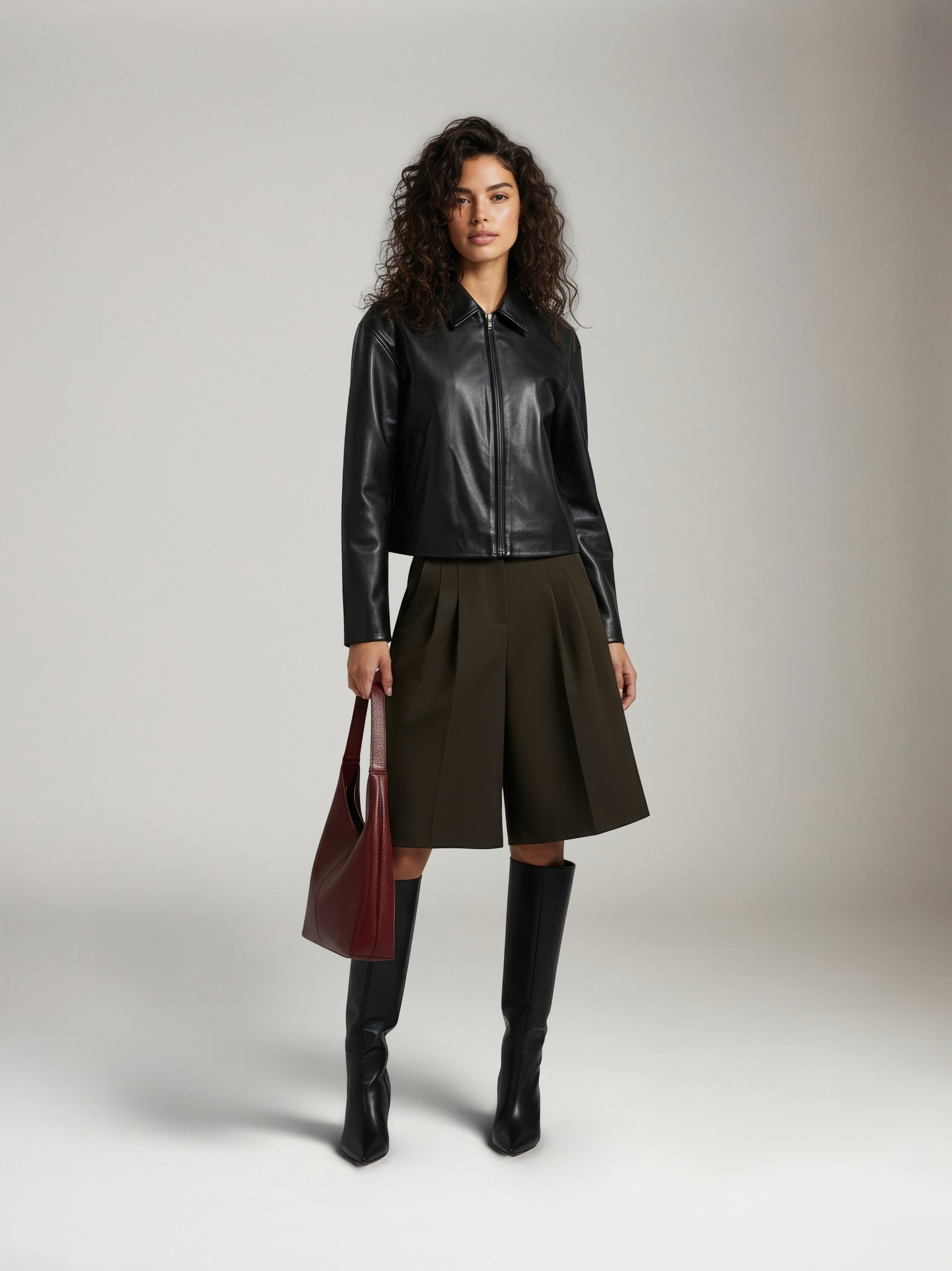 ONLY - Nicki Faux Leather Zip Jacket - Black