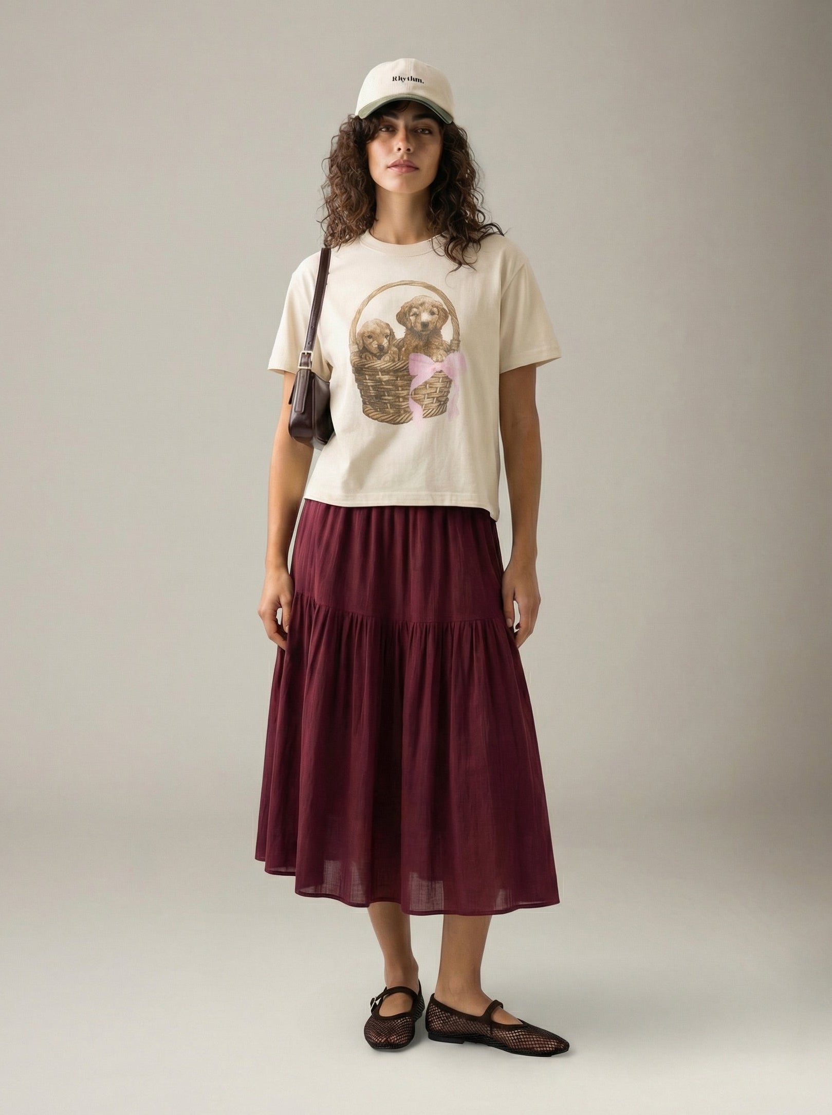 SWEET CLAIRE - Puppies in Basket T-Shirt - 