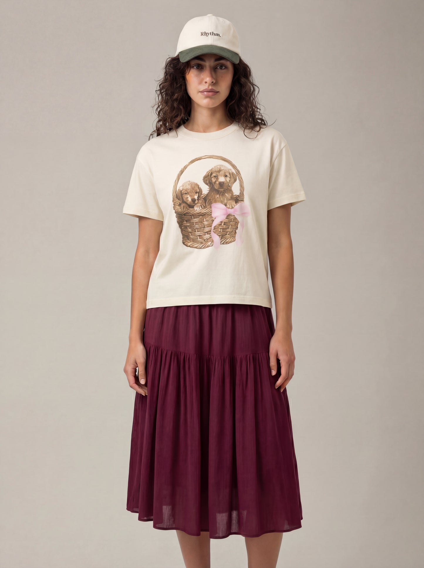 SWEET CLAIRE - Puppies in Basket T-Shirt - 