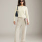 LOVEFINN - Cable Crewneck Cardigan - Cream