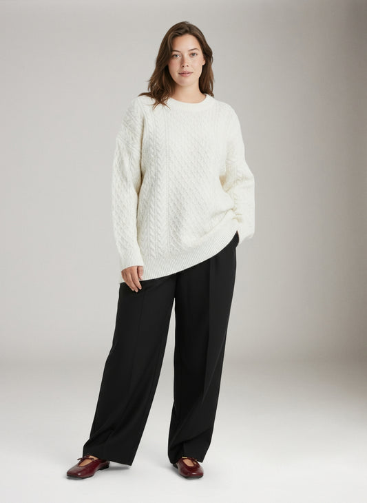 Kylo Oversized Cable Crewneck Sweater