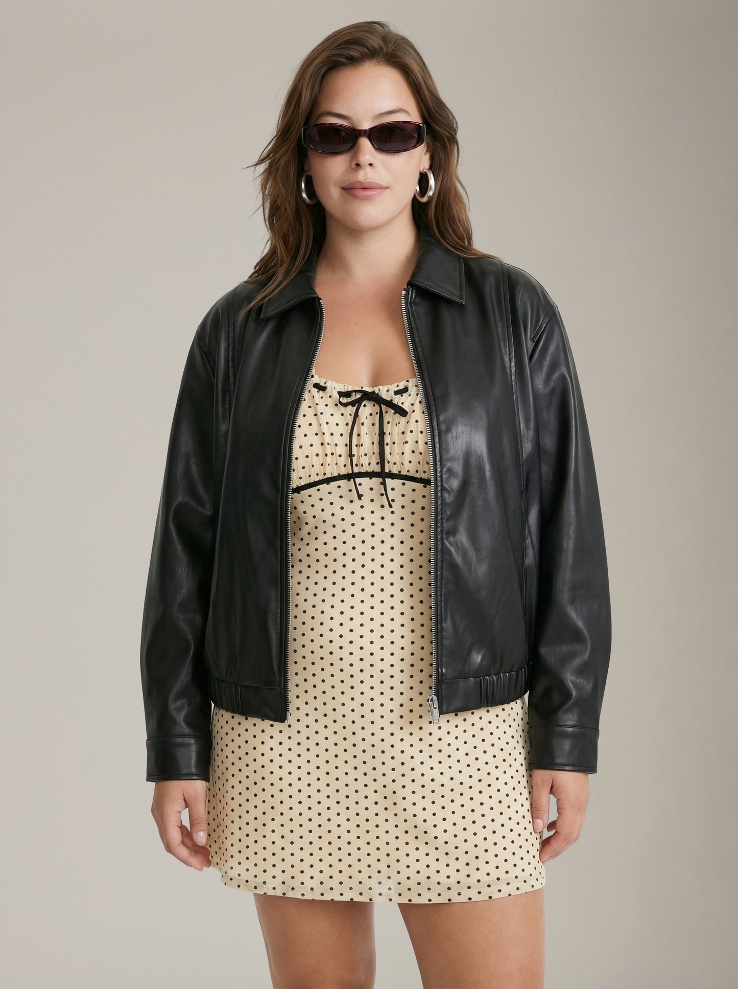 PIECES - Vera Faux Leather Bomber Jacket - 