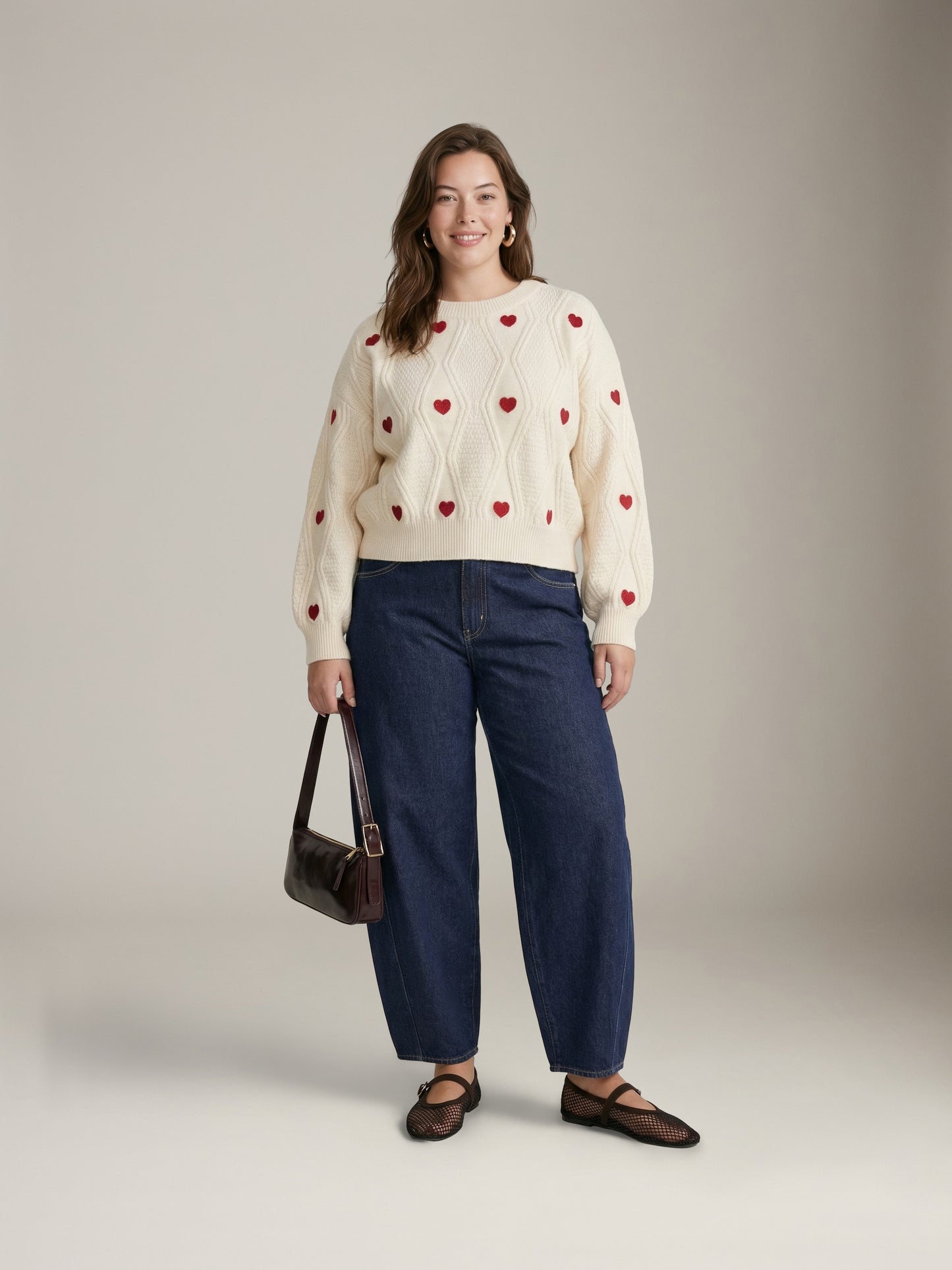 Heart Cable Pullover Sweater