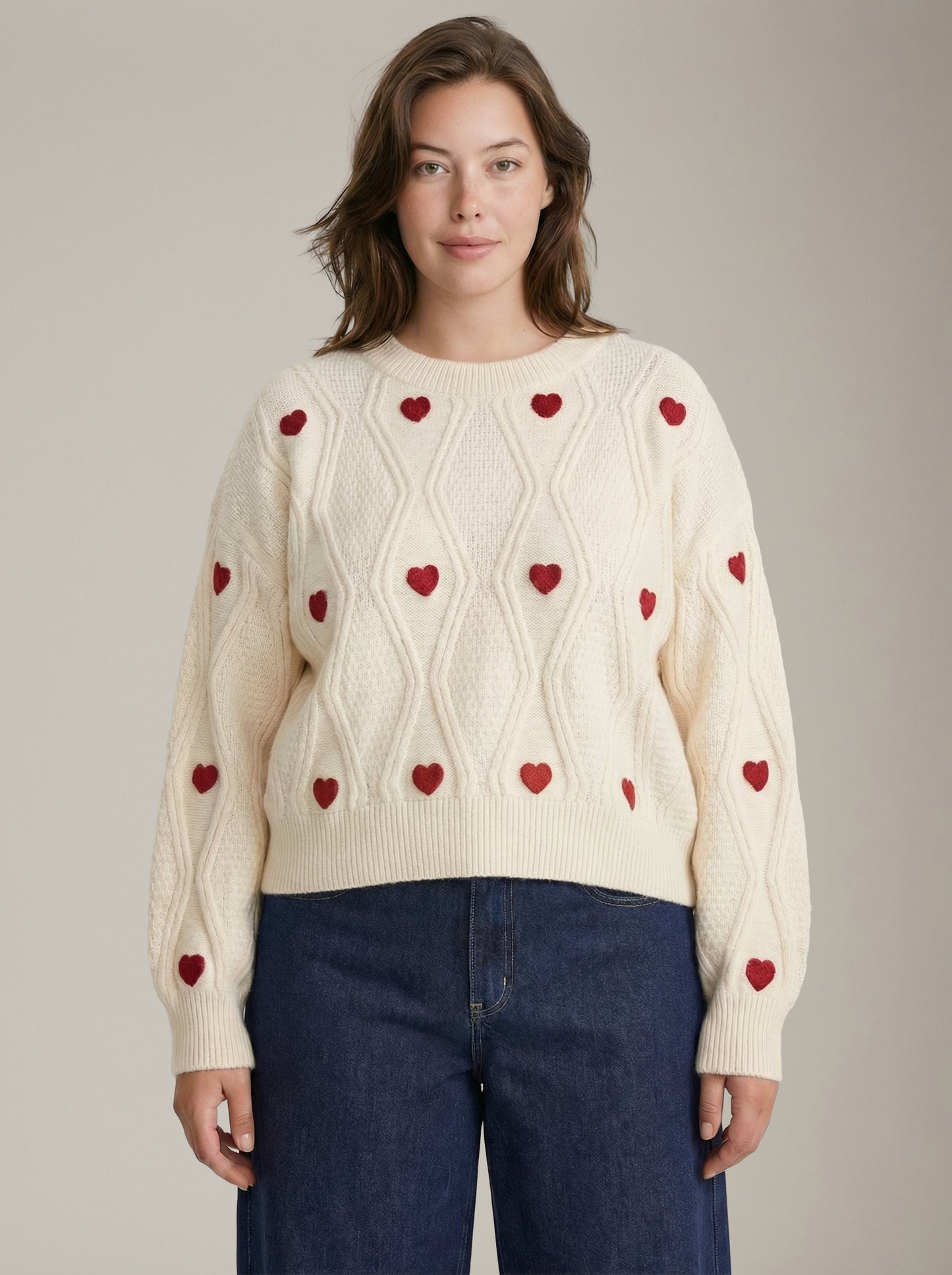 Heart Cable Pullover Sweater