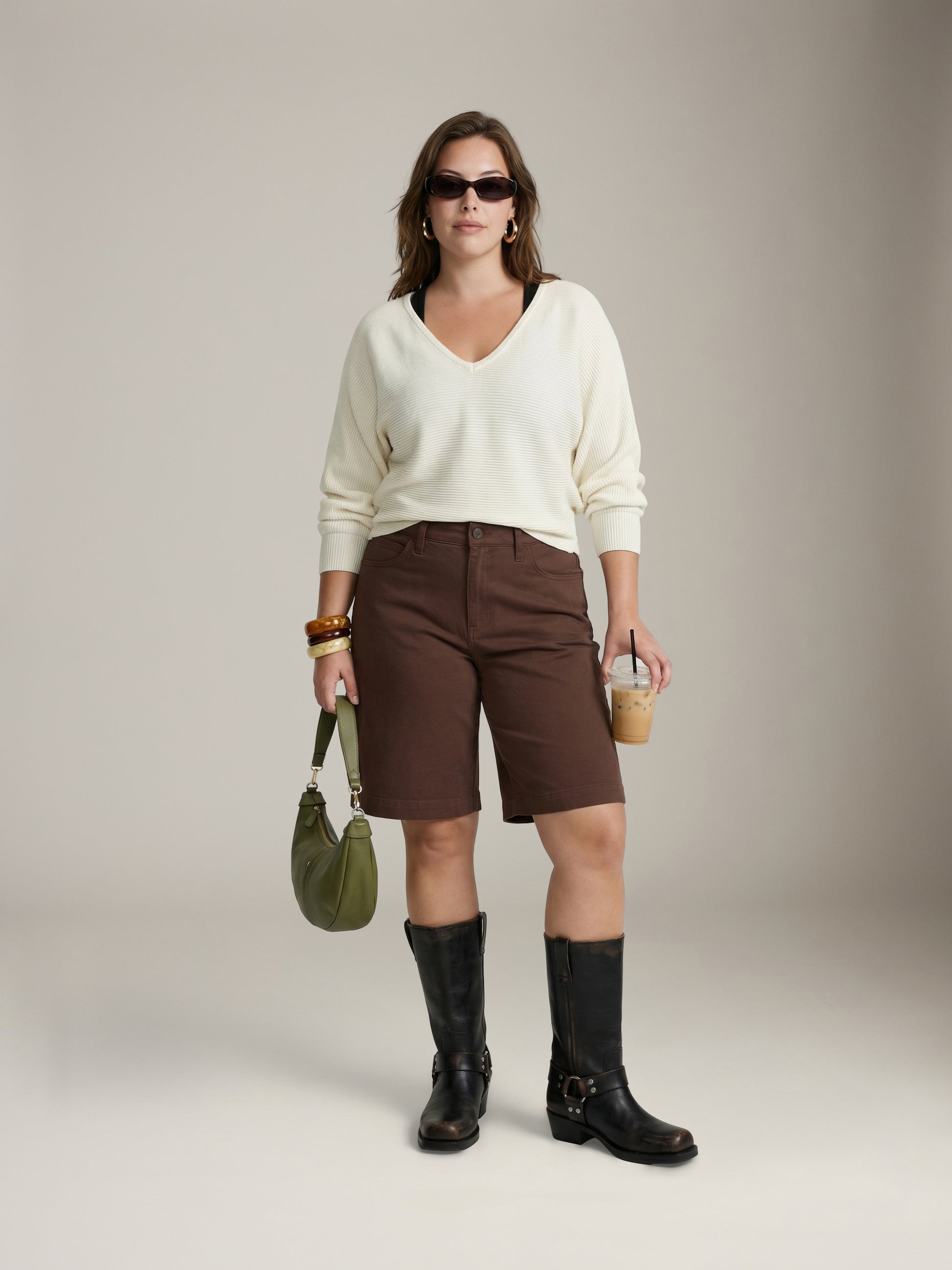 LOVEFINN - V-neck Longsleeve Top - Off-White