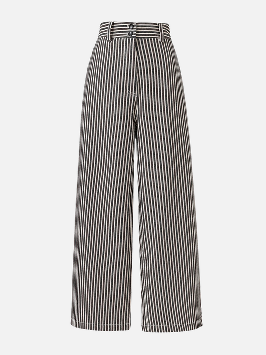 FRNCH-Swanne Stripe Pant-Chocolate