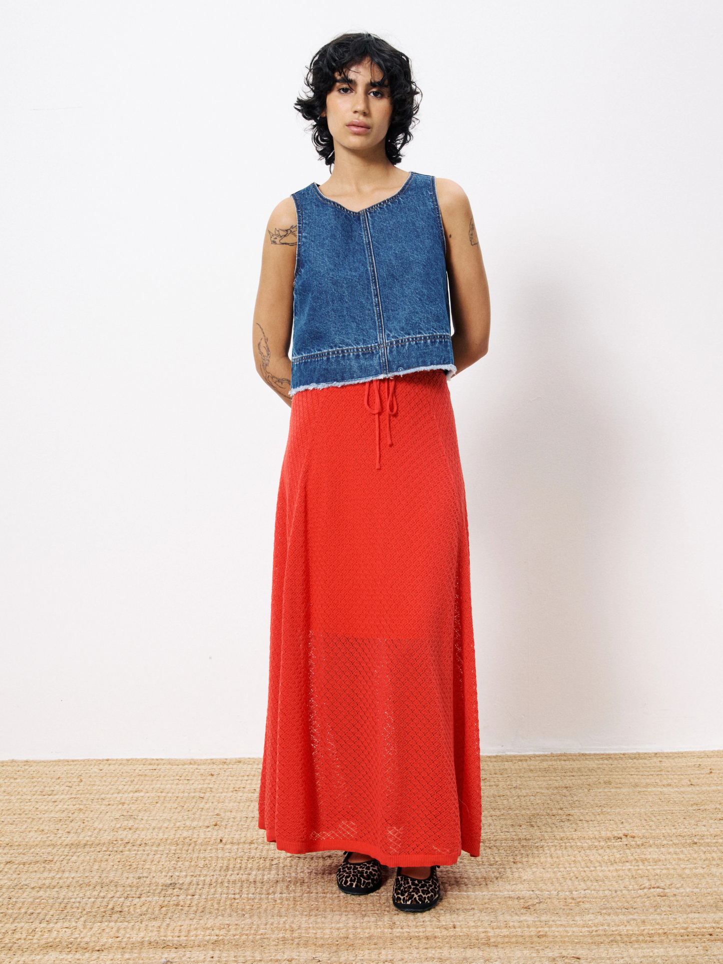 FRNCH-Affoue Knit Skirt-Rouge