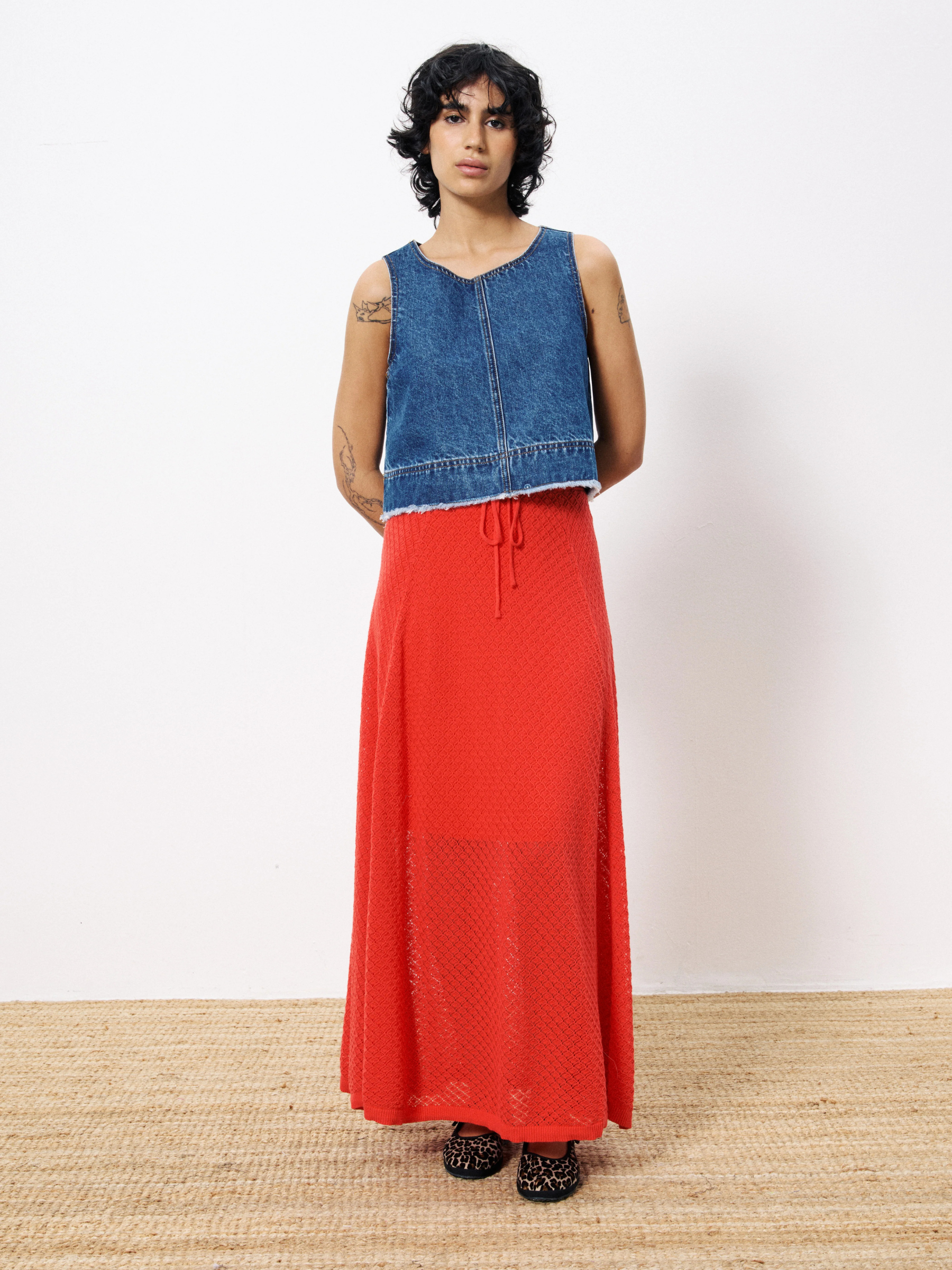 FRNCH-Affoue Knit Skirt-Rouge