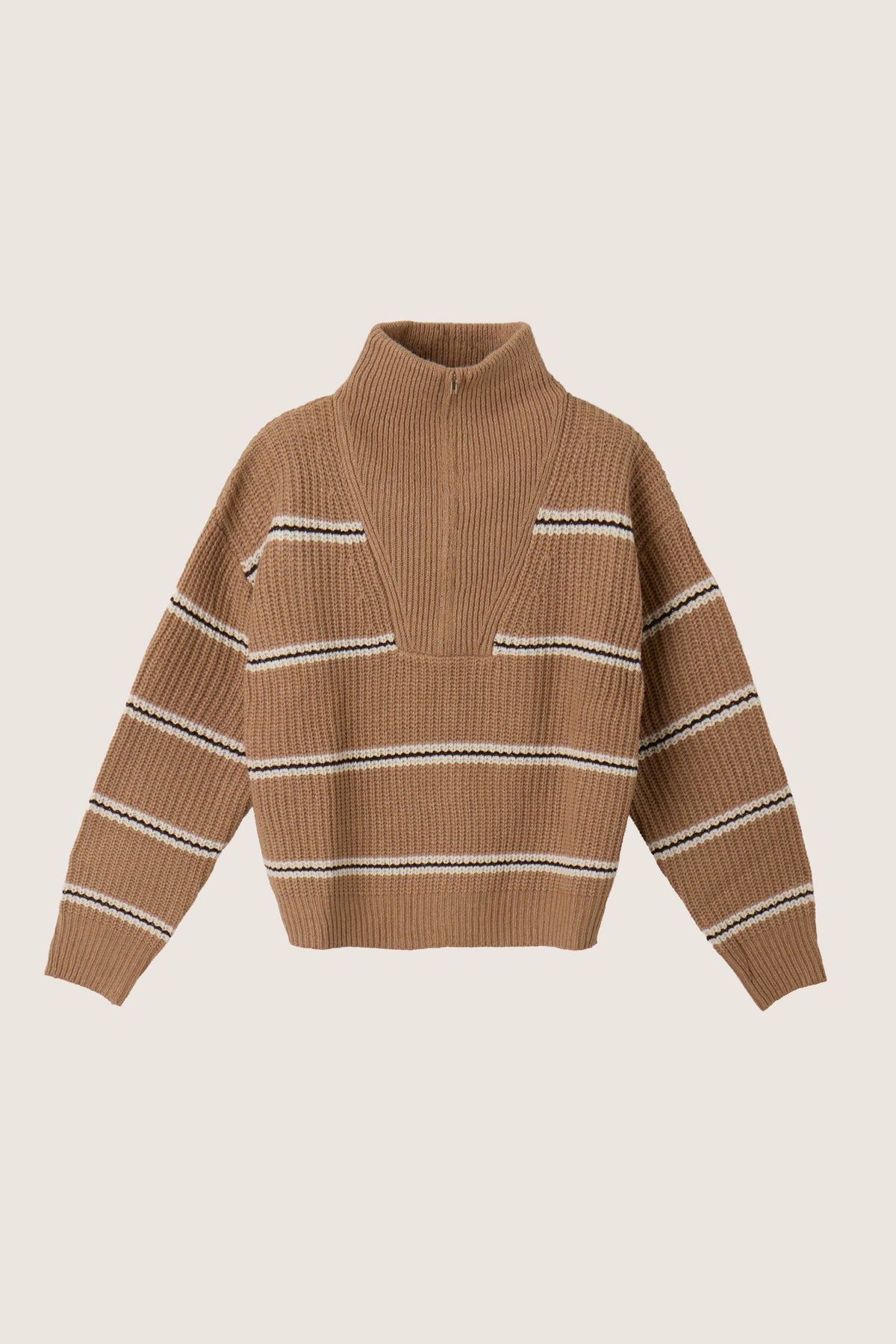 SADIE & SAGE - Warm Chai Quarter Zip Pullover Sweater - 