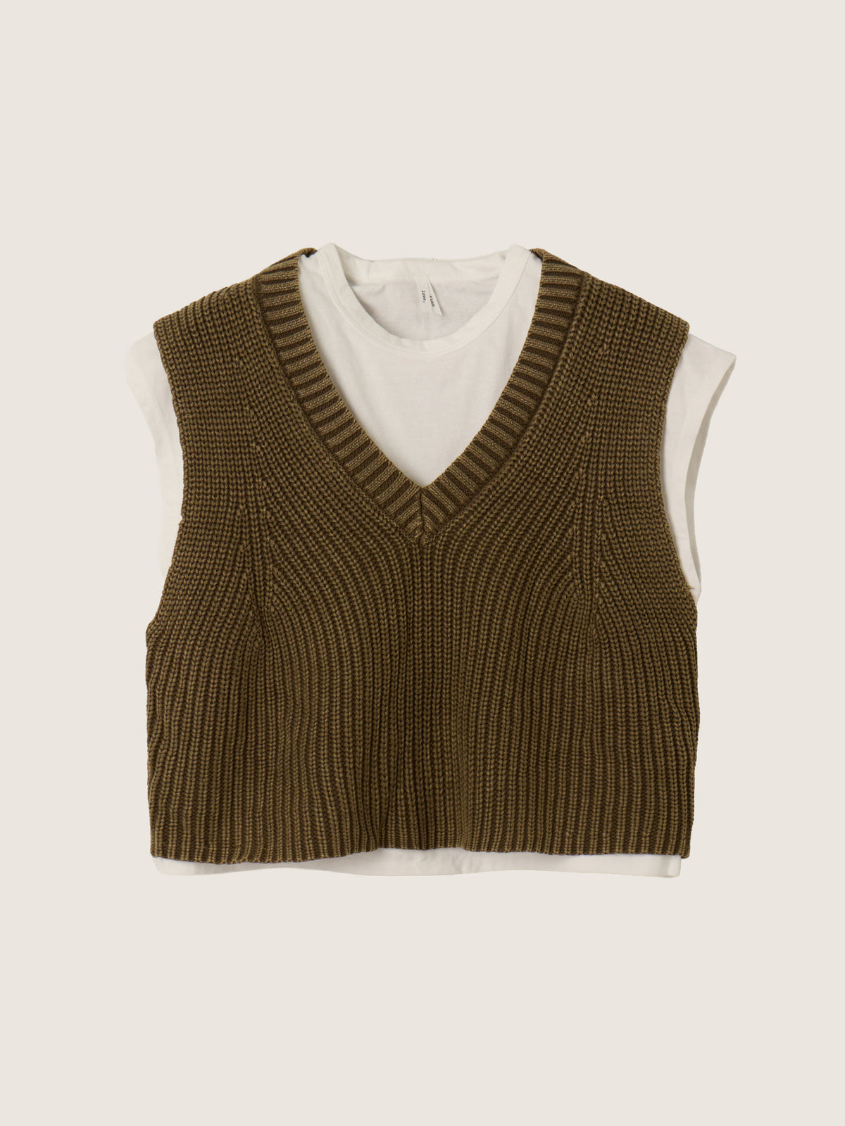 LOVEFINN - Sweater Vest and T-Shirt Combo Top - 