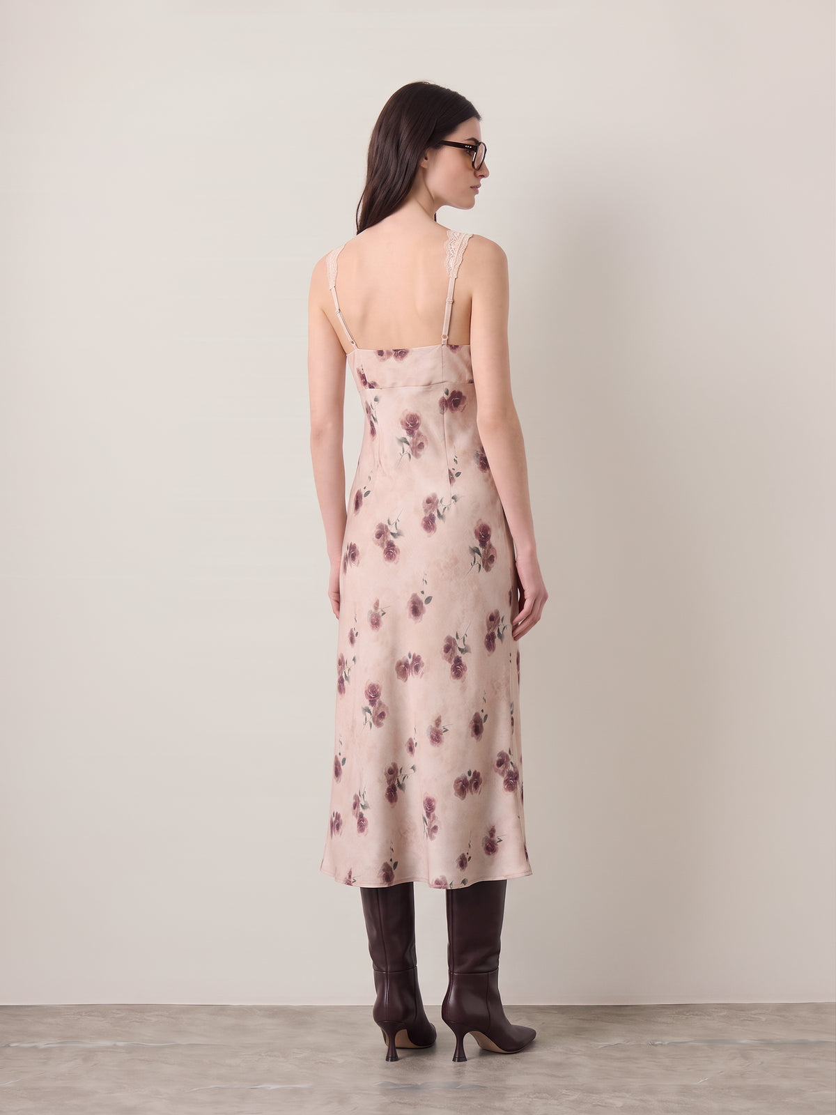 LOVEFINN - Floral Satin Dress - 