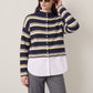 LOVEFINN - Mockneck Striped Cardigan - 