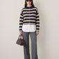 LOVEFINN - Mockneck Striped Cardigan - 