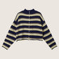 LOVEFINN - Mockneck Striped Cardigan - 