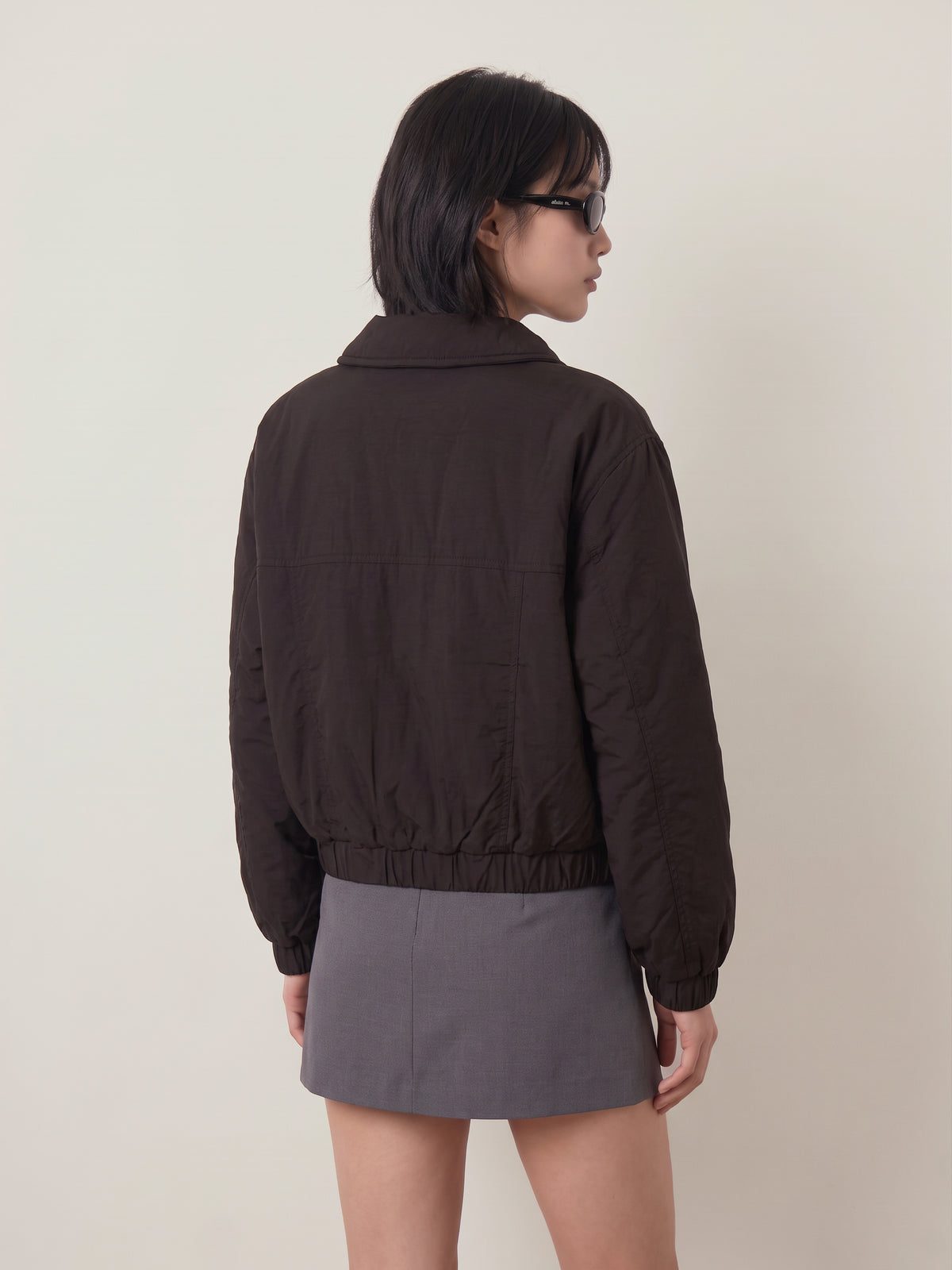 LOVEFINN - Gingham Contrast Bomber Jacket - 