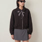 LOVEFINN - Gingham Contrast Bomber Jacket - 