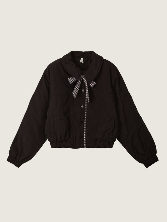 Gingham Contrast Bomber Jacket