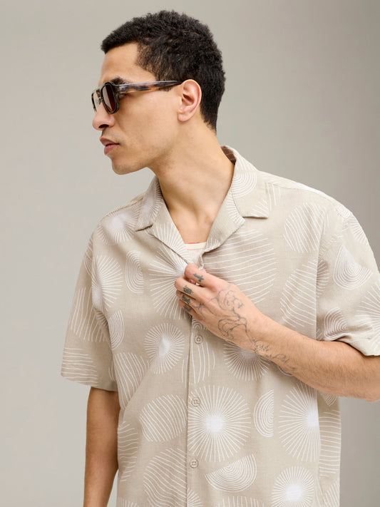 JACK JONES - Abstract Print Shortsleeve Resort Shirt - 