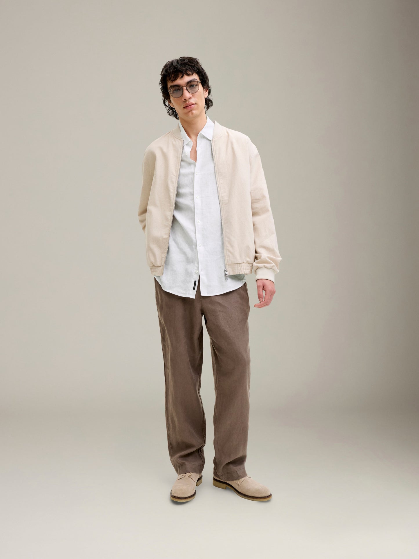 JACK & JONES - Premium Lawrence Linen Longsleeve Shirt - Bright White