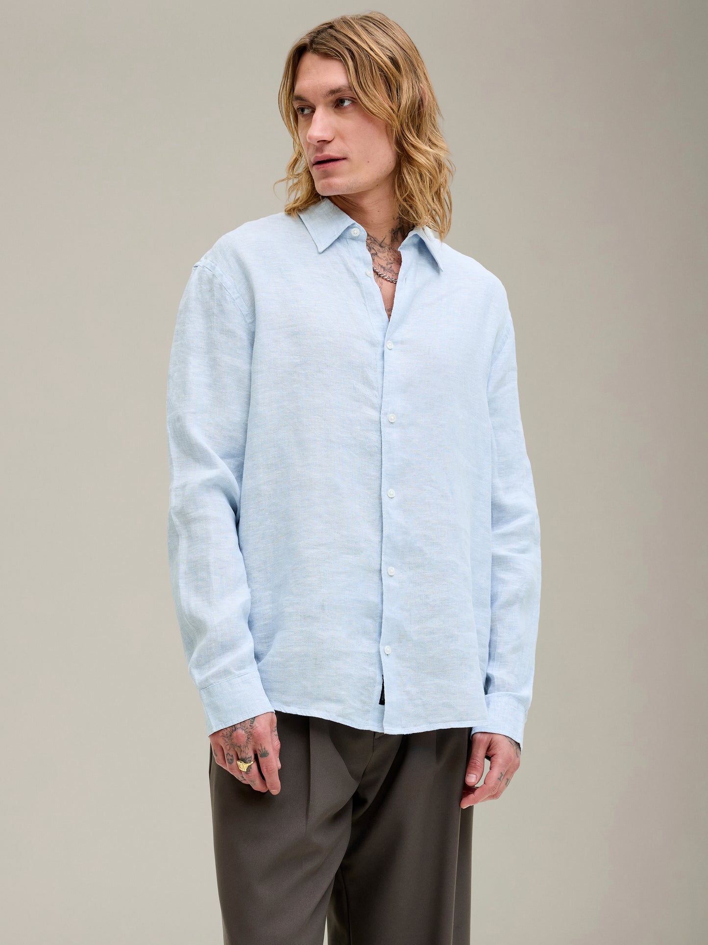 JACK & JONES - Premium Lawrence Linen Longsleeve Shirt - 
