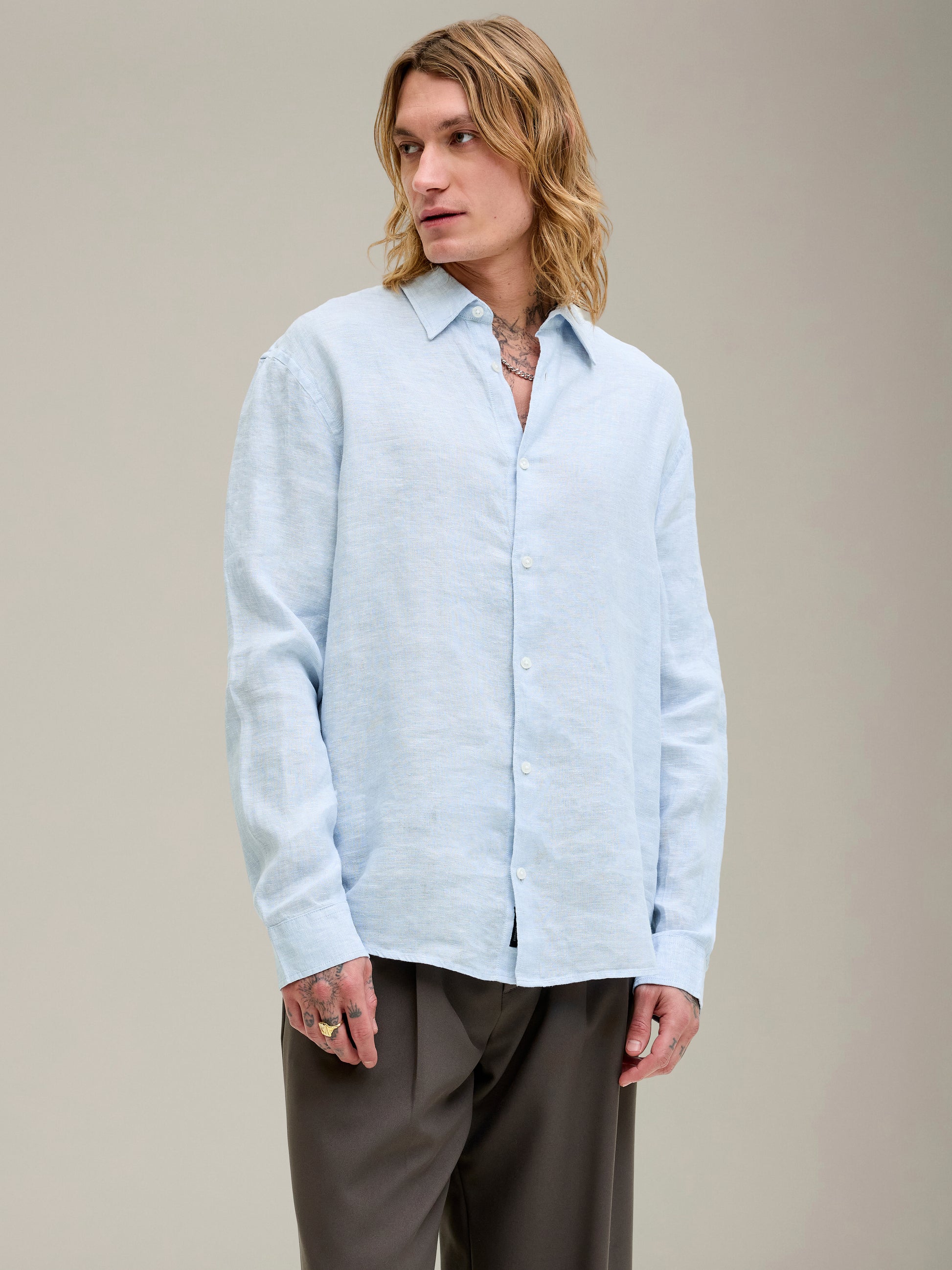 JACK & JONES - Premium Lawrence Linen Longsleeve Shirt - 