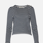 MONK & LOU - Jeri Breton Button Top - Navy Stripe