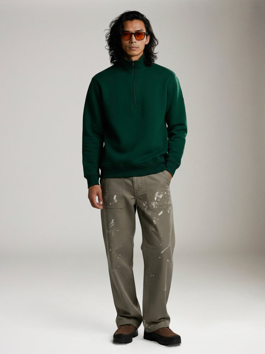 ATRIUM - Midweight Fleece Half-Zip Pullover - Deep Emerald