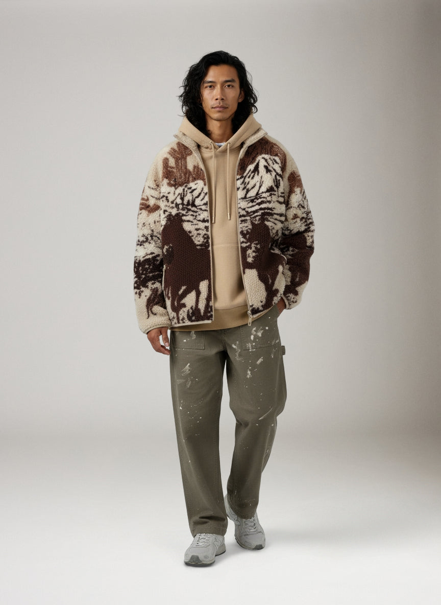 KUWALLA - Printed Sherpa Fleece - Desert Stallion