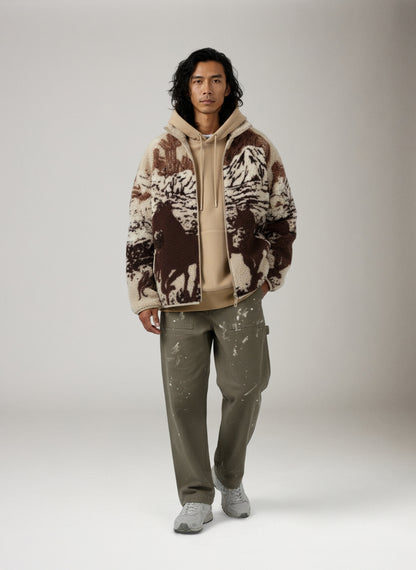 KUWALLA - Printed Sherpa Fleece - Desert Stallion
