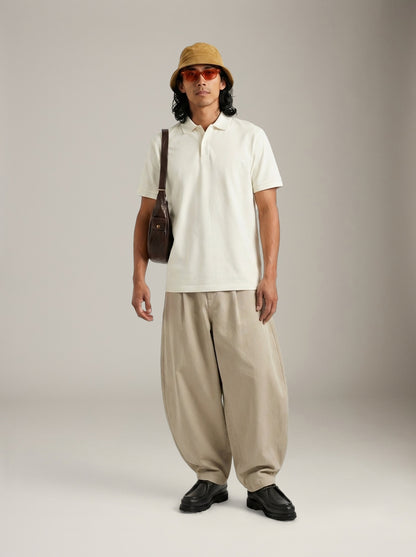 SELECTED - Fave Button Polo - Cloud Dancer