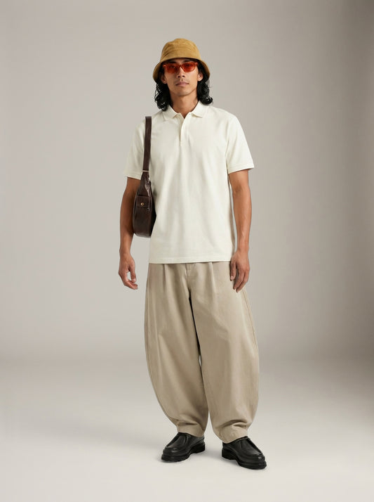 SELECTED - Fave Button Polo - Cloud Dancer